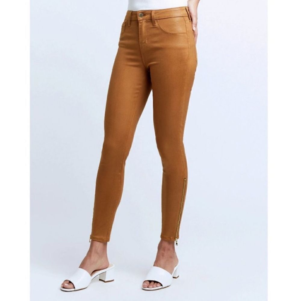 NWT L'Agence Sabina coated high waisted ankle zip crop skinny in java sz 25